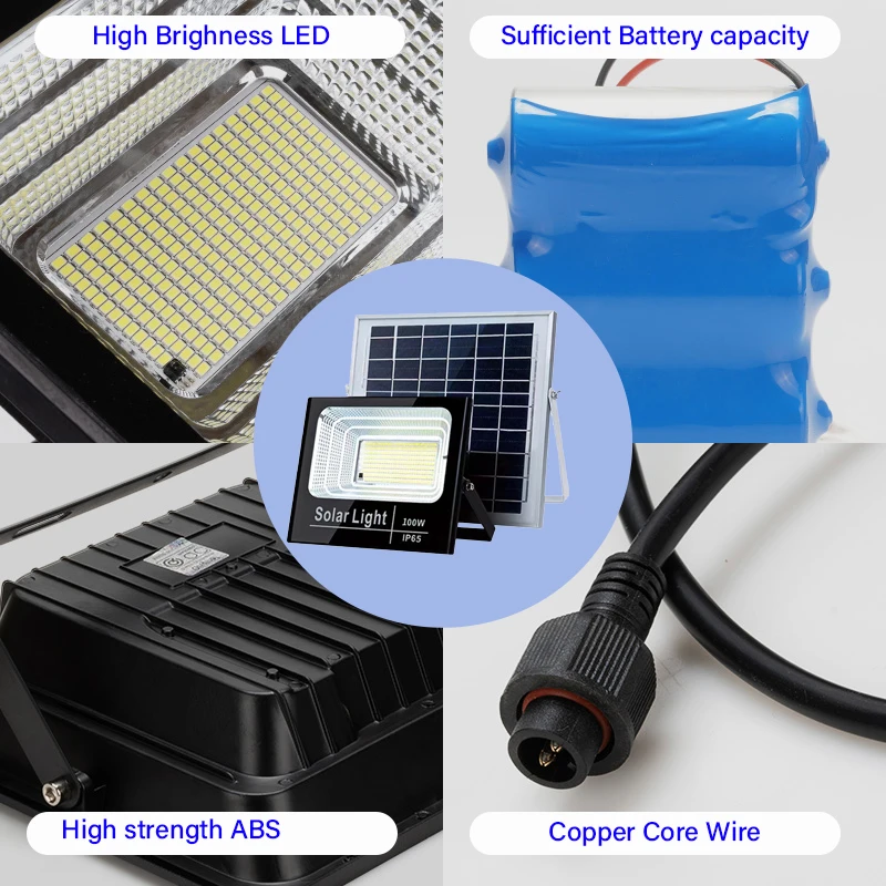 Factory Price solar flood light 500W /1000w outdoor solar flood light with cctv camera