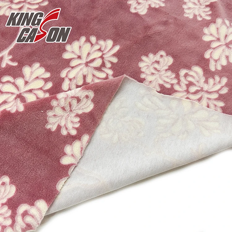 KINGCASON Factory Direct Skin-friendly flower Printed Low-weight super soft fleece fabric For Bed sheets