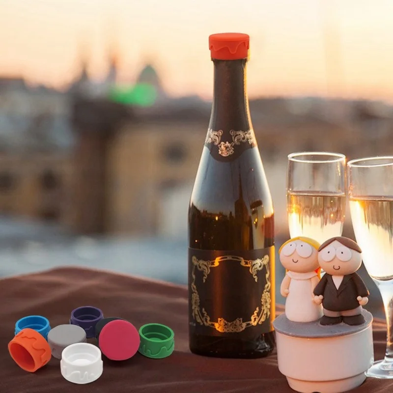 New silicone bottle cap red wine stopper Silicone sealed bottle stopper beer cover can print logo soft 6pk rubber lid