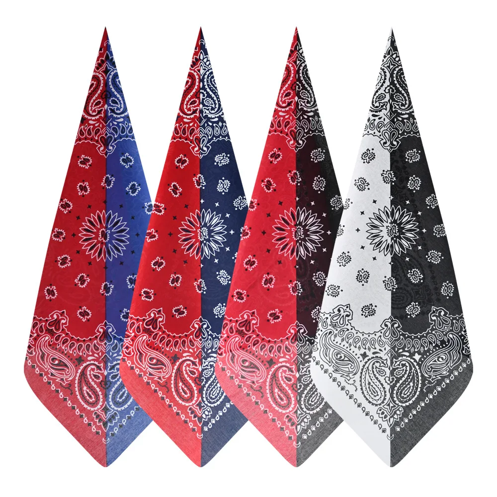 100% Cotton Customized Two Colors Multifunctional Custom Screen Printed Fashion Women Bandana
