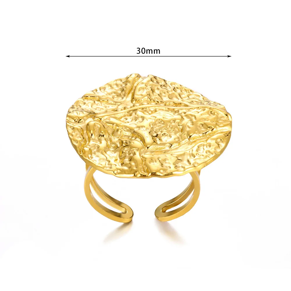 Fashion Wholesale Waterproof Stainless Steel Open Ring Gold Plated Stainless Steel Floral exaggerate rings for women