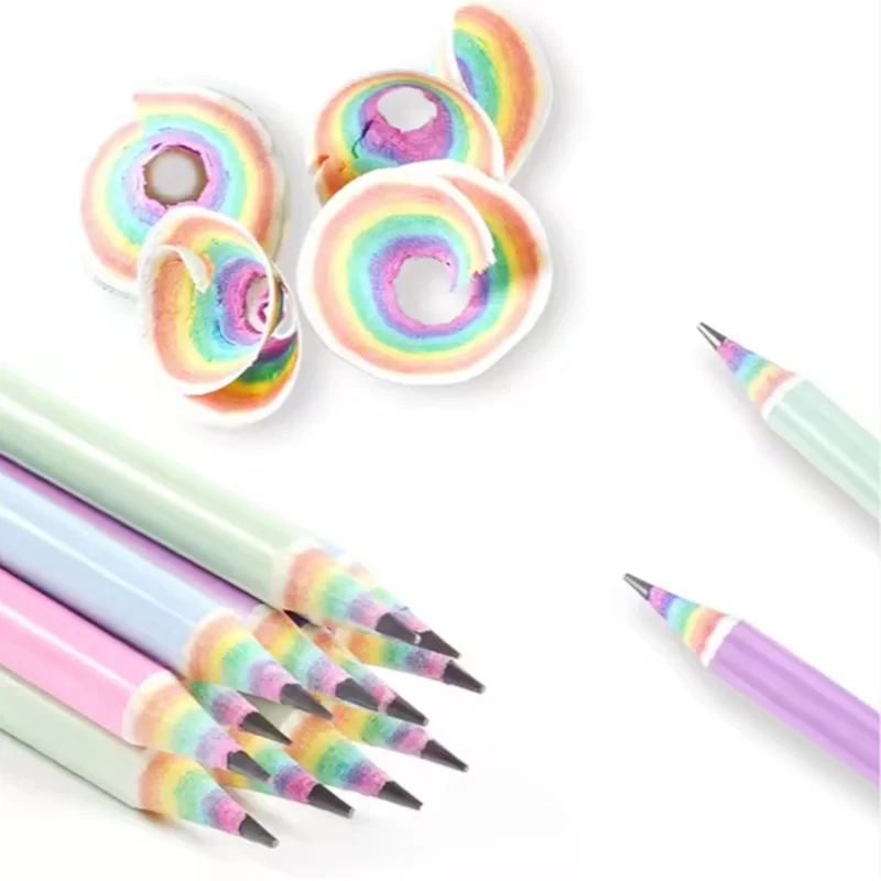 High Quality Custom Eco-Friendly 2B HB Rainbow Paper Pencil Set Colored Pencil for School Students and Kids Writing