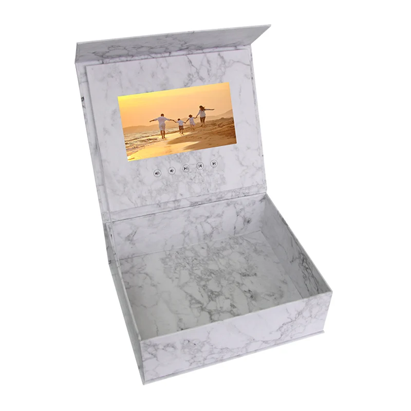 Fashionable  homemade well crafted  7 inch HD IPS LCD hardcover box promotional video gift box