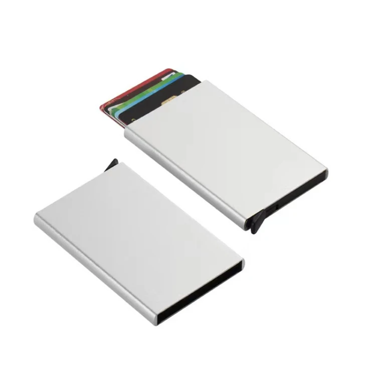 Personalized Aluminium Metal Slim Minimalist Rfid Blocking Wallet Men Automatic Pop Up Credit Card Holder