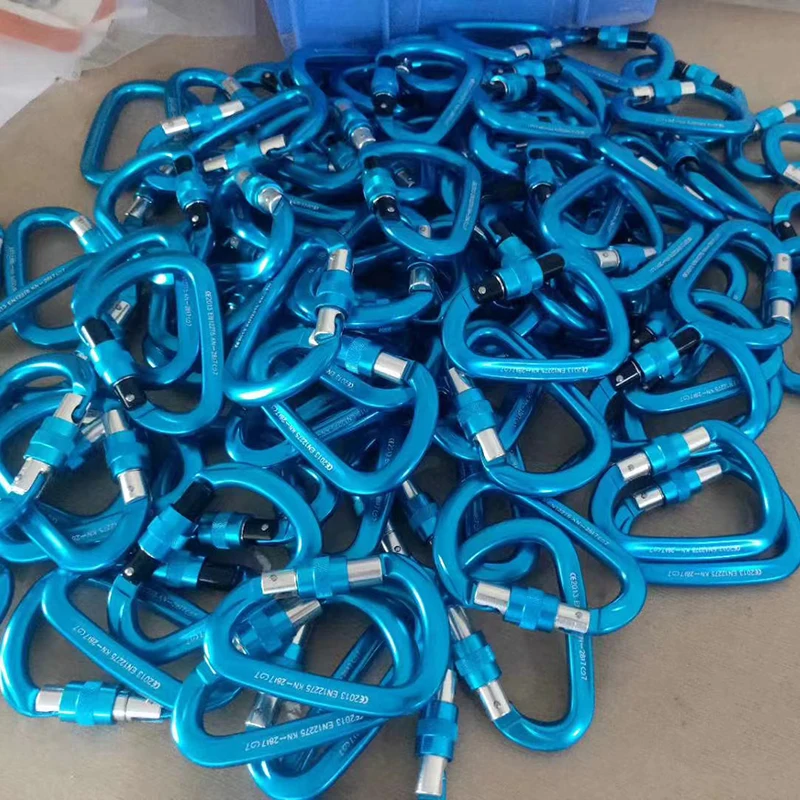 Factory Custom 25kn climbing hook keychain custom Aluminum D Shape Hammock Carabiner For Camping clip