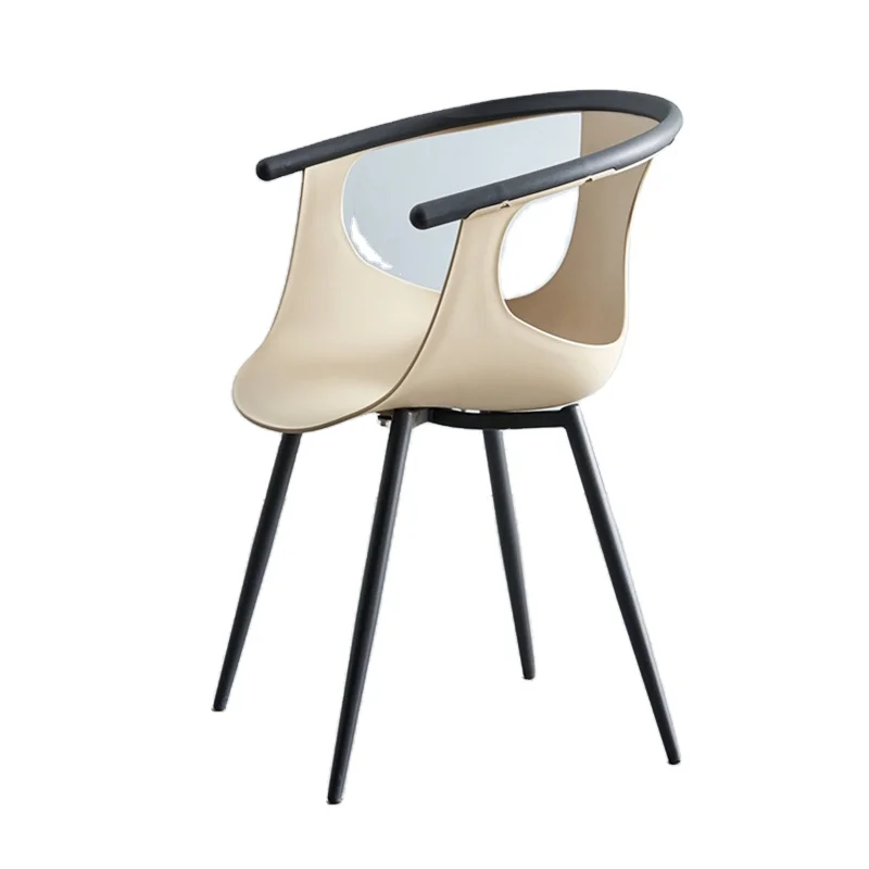 
Wholesale new design dining room furniture kitchen chair arm PP plastic dining chairs with black metal leg 