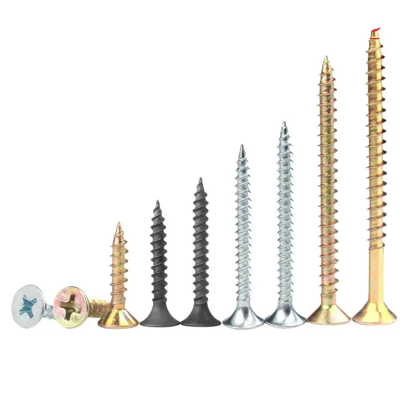 Heavy Duty 5x55mm Drywall Screws Yellow Zinc & Black Oxide Plated ISO Standard Industrial Use-Steel Stainless Steel Brass