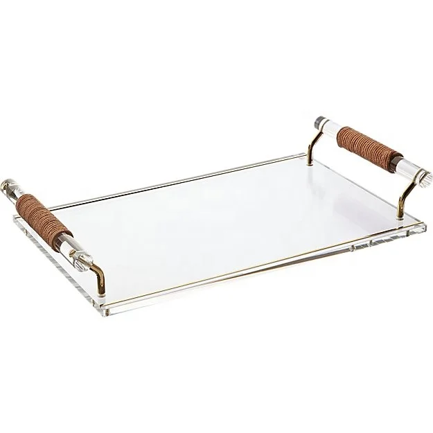 Factory Direct Sale Clear Acrylic Food Serving Tray Decorative Design Tray