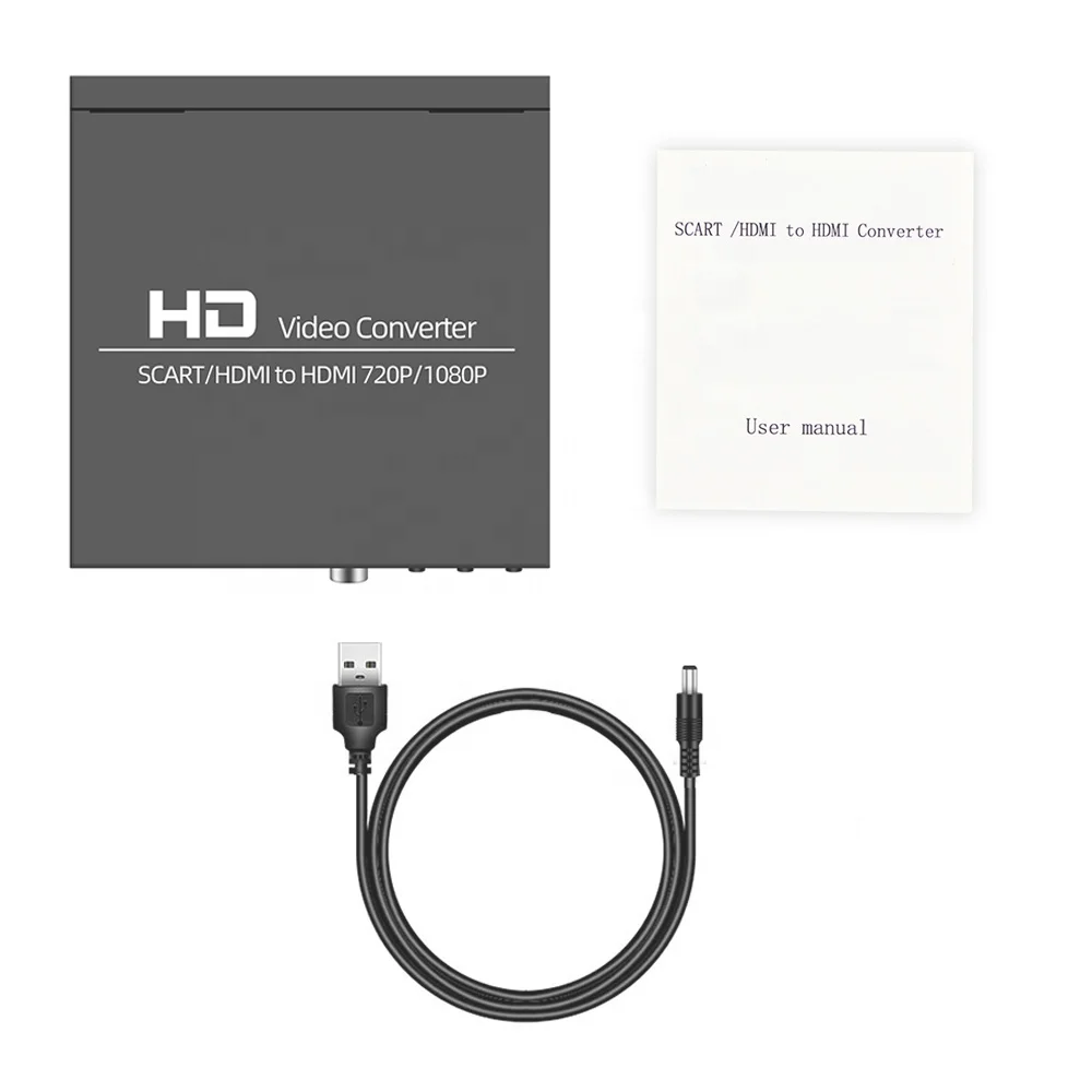 AOEYOO SCART /HDMI to HDMI Converter Video Audio Adapter Box Metal with SCART/HD Switch, PAL/NTSC Video Scaler, 1080P/720P