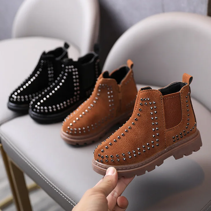 
YY10140S 2020 Most popular baby suede fashion boys and girls boots sude zipper design kids rivet boots 