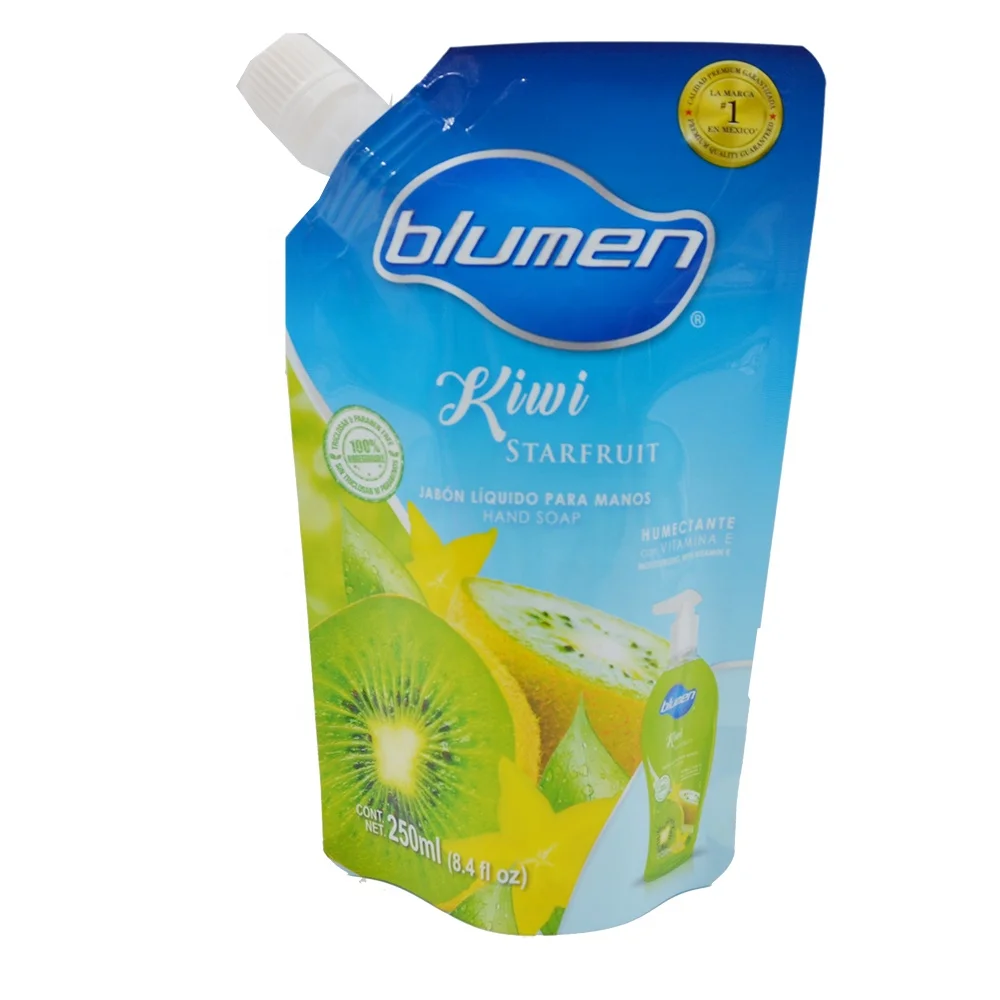 Custom Eco friendly Plastic washing liquid side spout pouch for dish soap/hand soap/ laundry detergent
