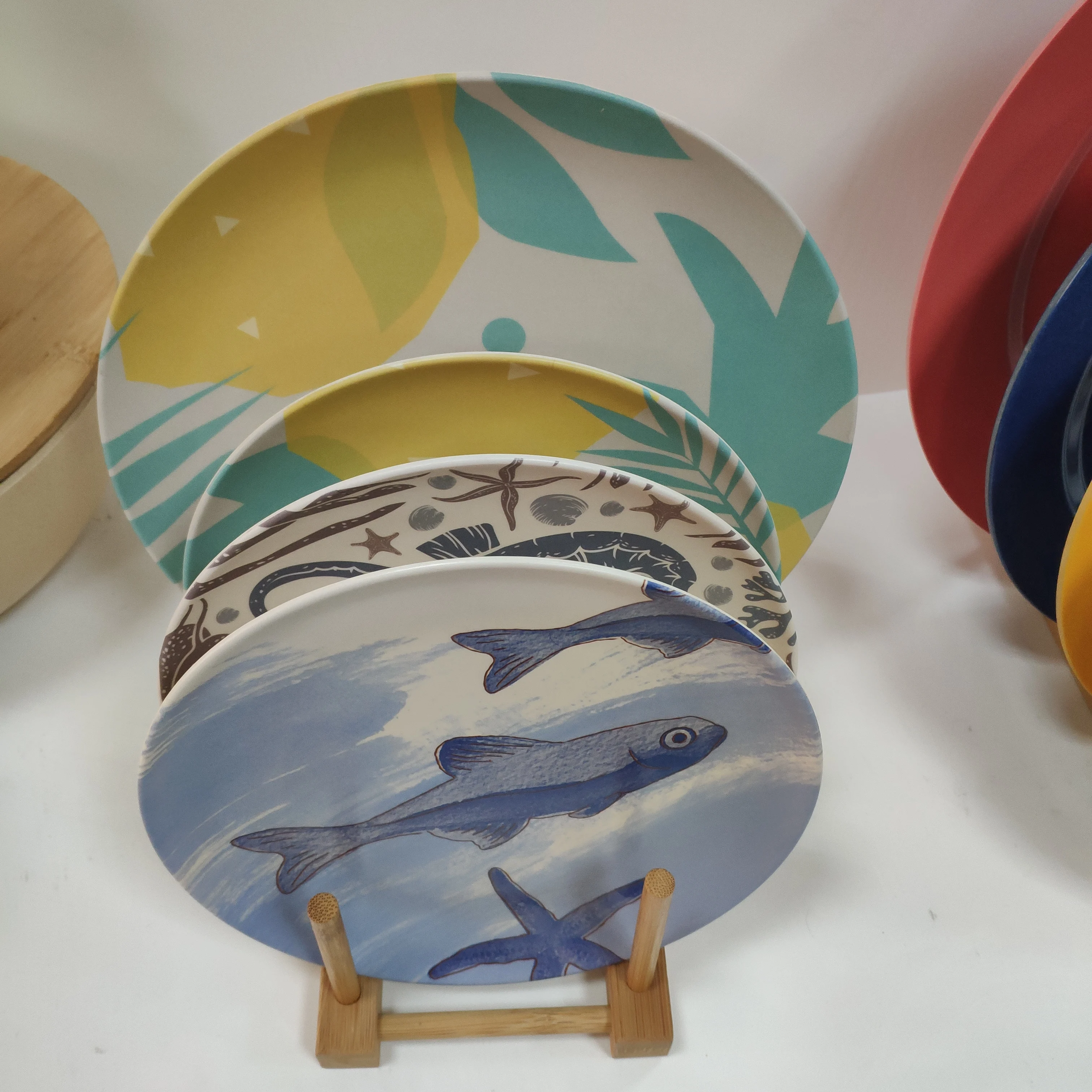 Hot sale tableware set unbreakable high and restaurant Melamine indoor Soup Bowl Dinner Plate Combination Dinnerware Set