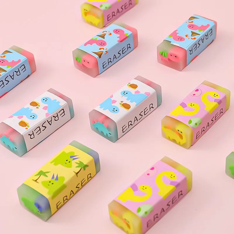Creative Easy Clean Funny 4B Cartoon Cute Candy dinosaur Soft Erasers For Kids Rubber Kawaii Stationery School Office