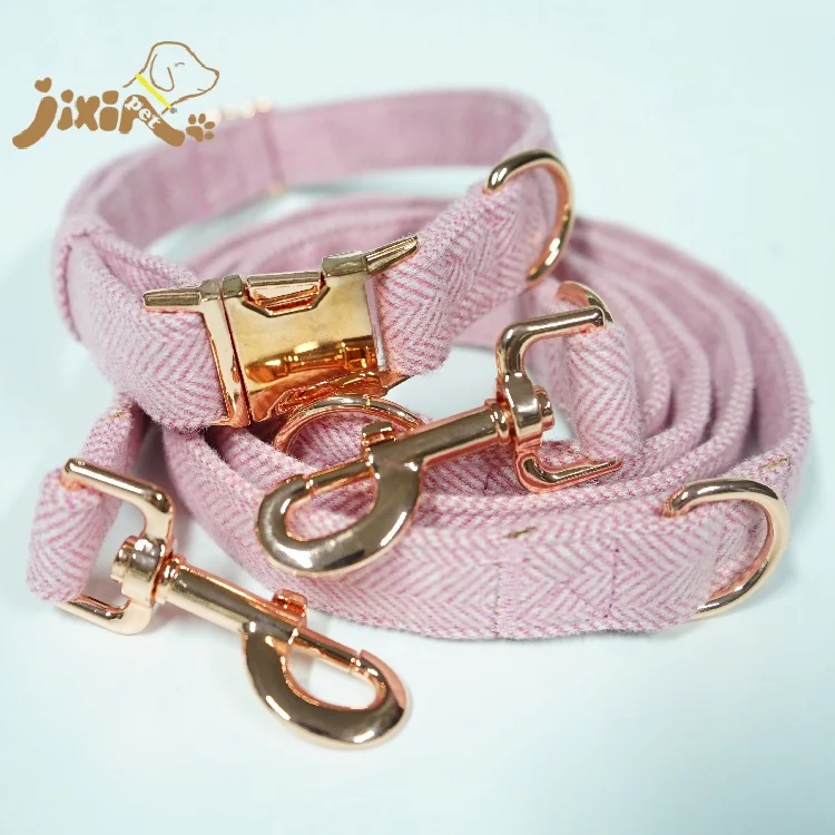 Different Color Tweed Pet Dog Collar and Leash