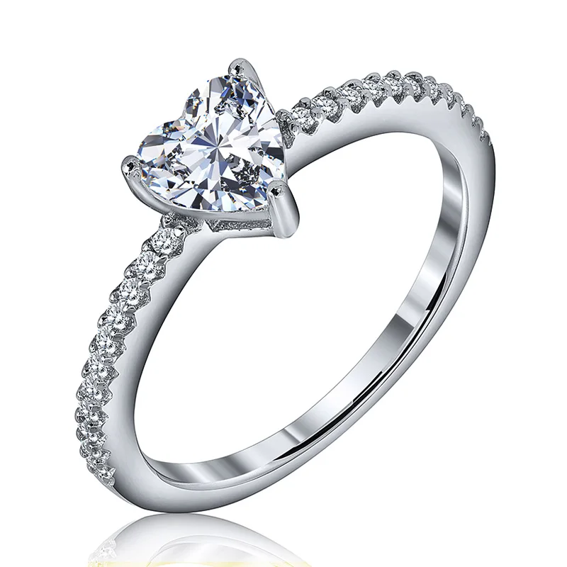 jewellery manufacturers silver 925 jewelry 18kt gold plated heart shaped diamond wedding promise 5a cz zirconia rings for bride