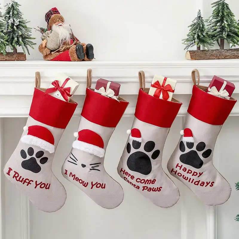Large Christmas Cartoon Socks Santa Claus Snowman Gift Bags Christmas Socks Decorations For Home Christmas Gift Sock
