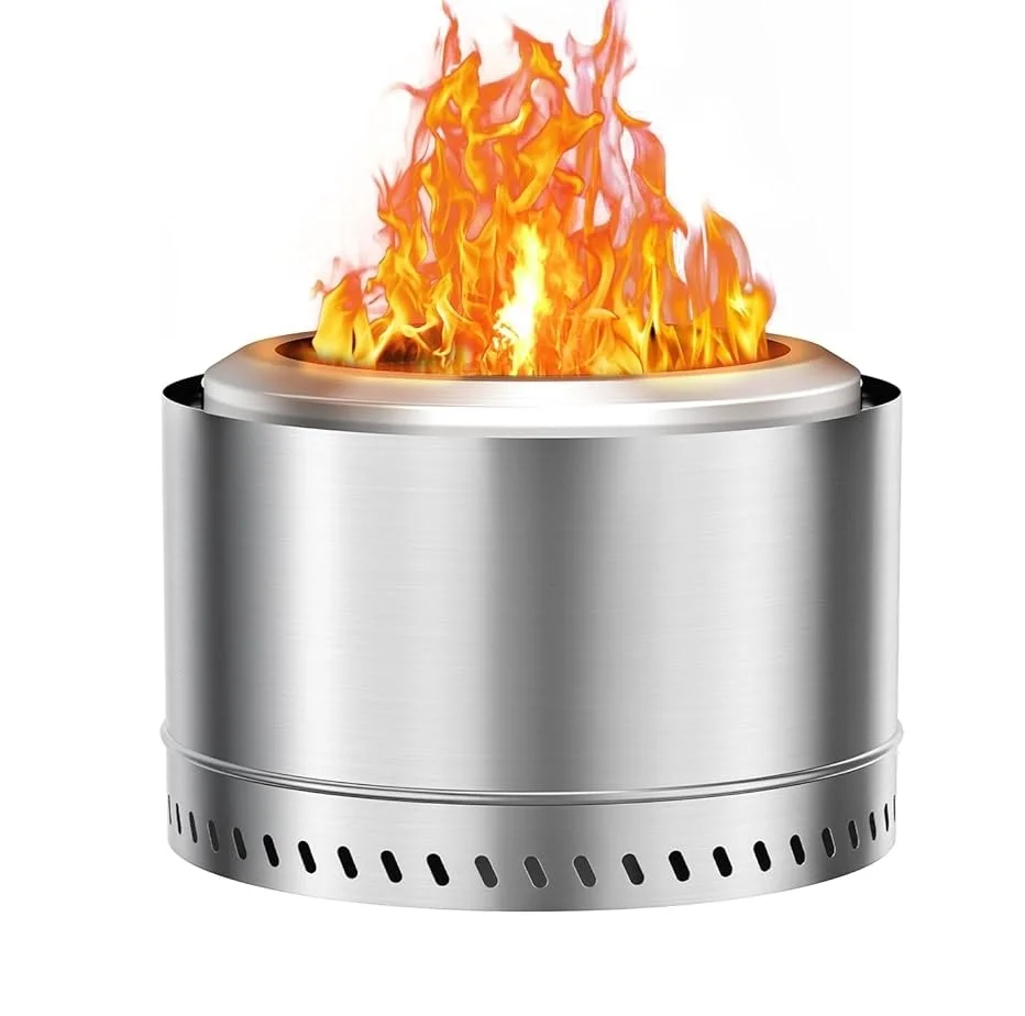 19 Inch Fire Pit with Stand, Smokeless Fire Pits for Outside Patio Camping,Large Smokeless Firepit with Removable Ash Pan