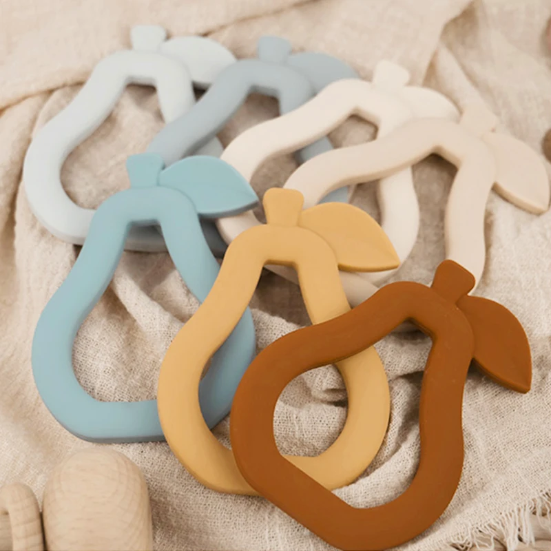 Pear Silicone Teether  Baby Teether Silicone Fruit pear Baby silicone teething chewers