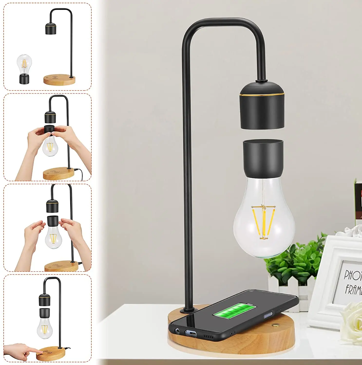 Patent verified Magnetic phone levitation lampe device products Floating platform Lamp LED levitating light bulb