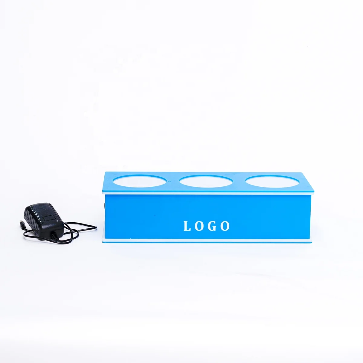 Table Top 3 Bottles Vodka Led Light Luminous Plastic Acrylic Wine Box Display Rack