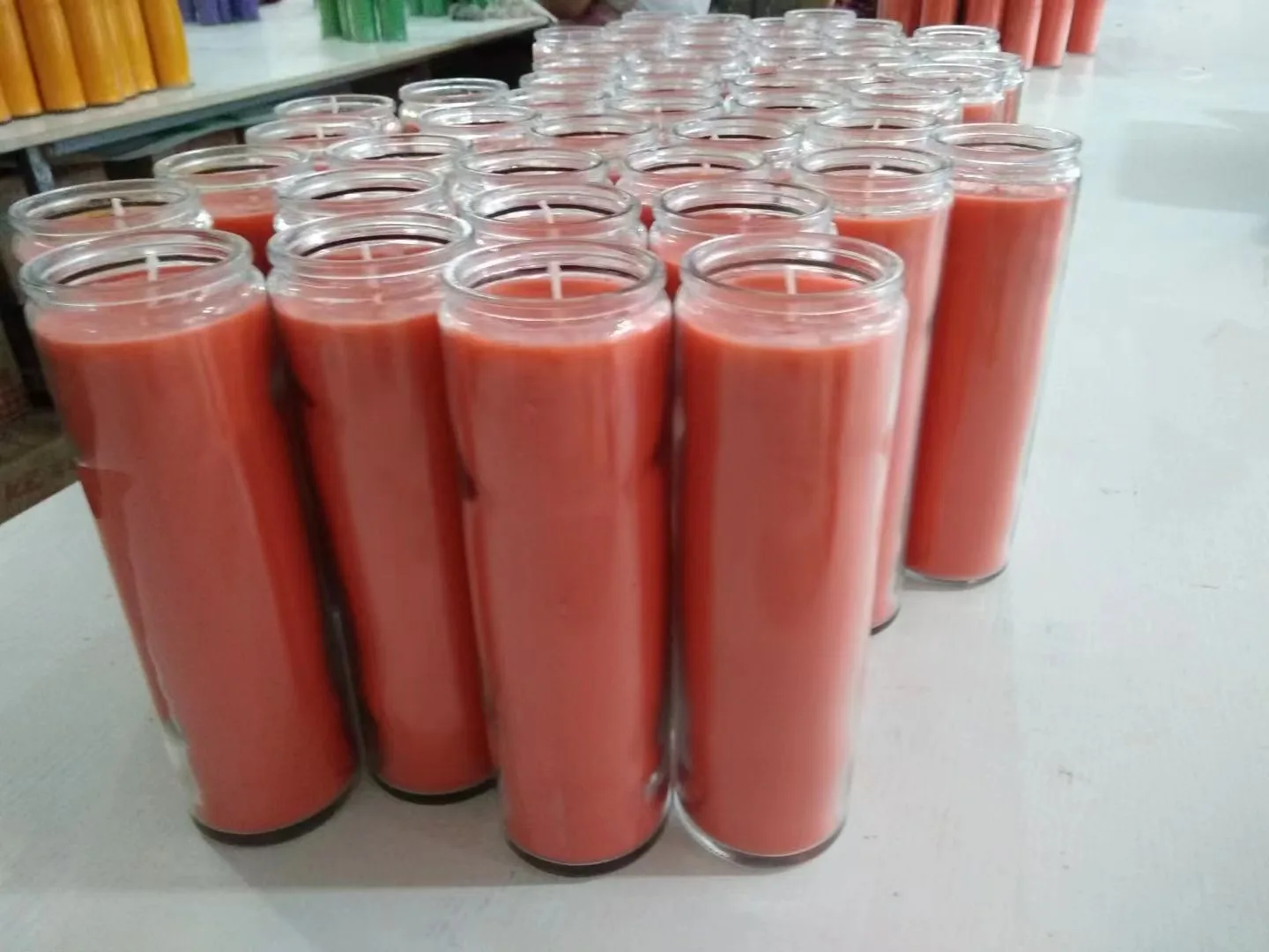 wholesale 7 day candles glass jar religious candle 8 inches memorial rainbow candle made by paraffin wax