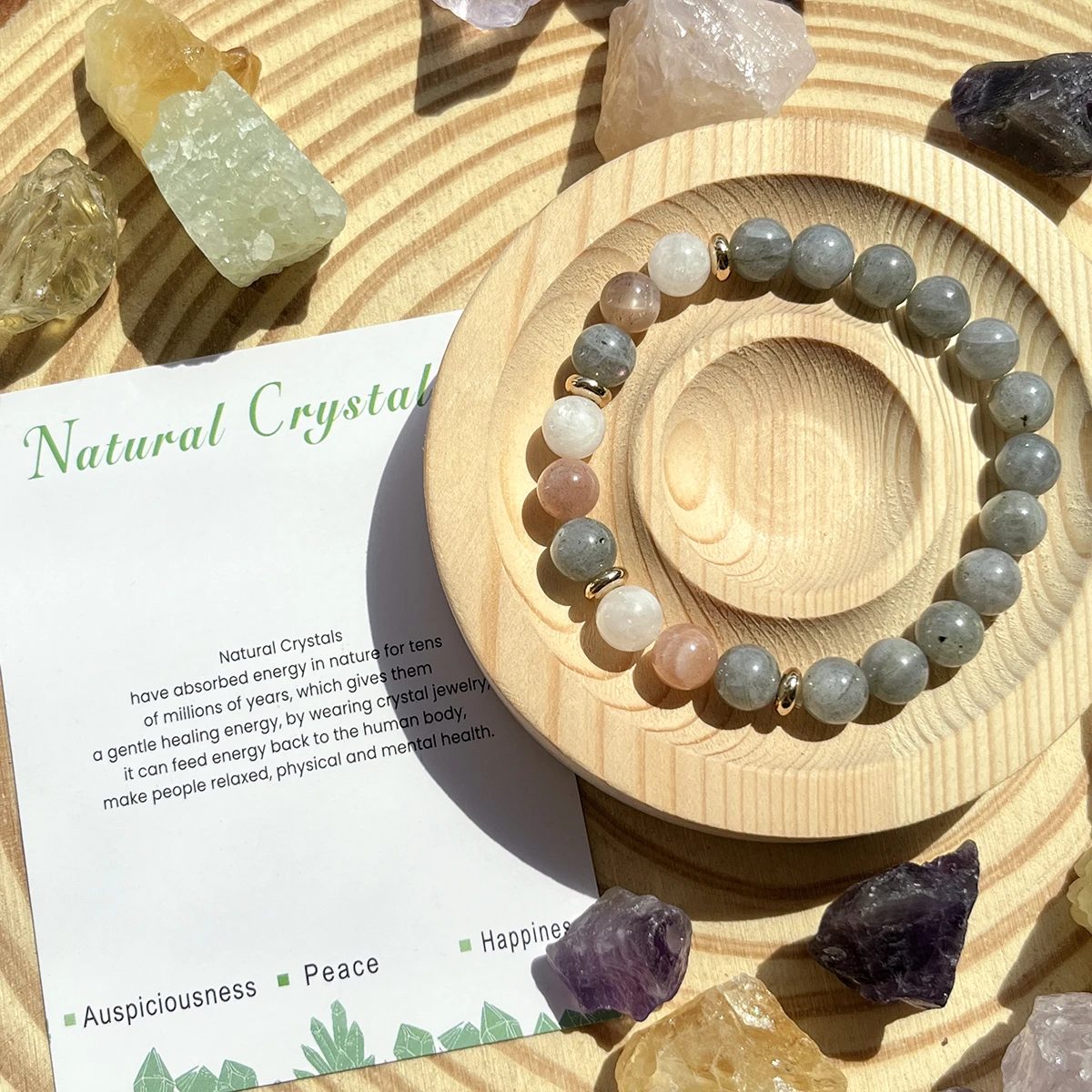 New Moon Goddess Energy Adjustable Moonstone Sunstone Labradorite Women Emotional Warmth Bracelet For Growth Gift