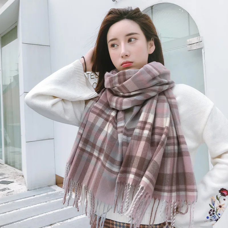 Wholesale custom print logo plaid luxury designer soft men woman pashima winter shawl pashmina cashmere scarf for women winter