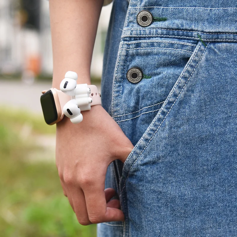 wholesale 5-in-1 Pod Accessories Set kit for Silicone Airpods  pro Protective Cover  With Single Strap/ Keychain/Ear Hook