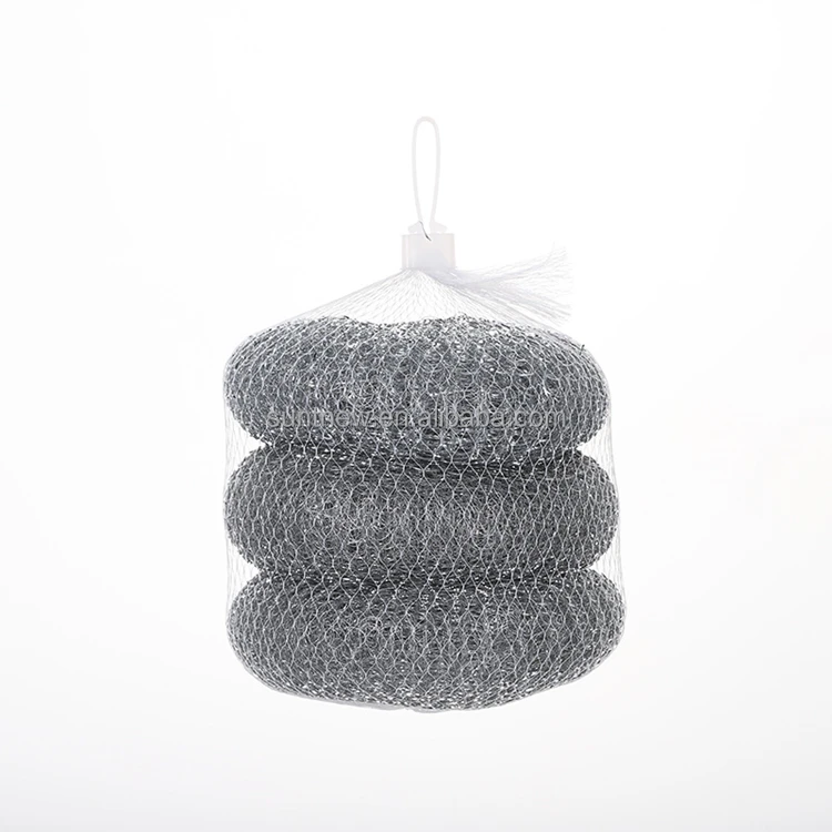 Hot sale pot galvanized wire mesh scourer coated mesh ball metal silver scourer for cleaning pots