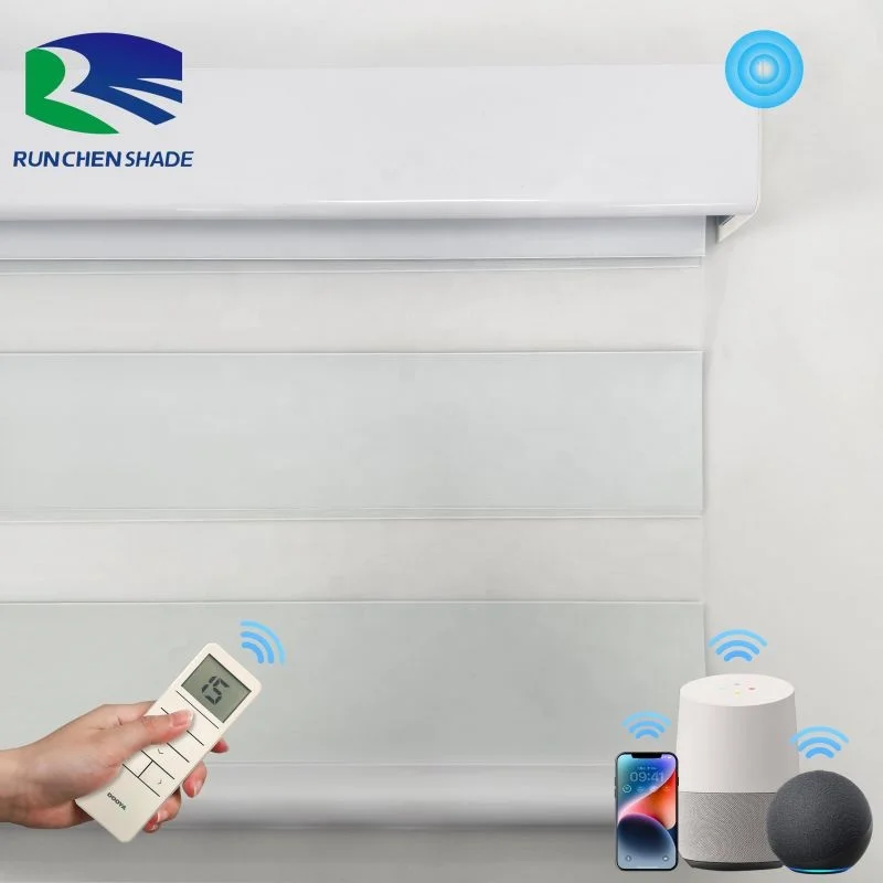 Custom Skylight Smart Automation Window Wifi Zebra Shades Factory Zebra Blinds Motorized Curtains Cordless Blind