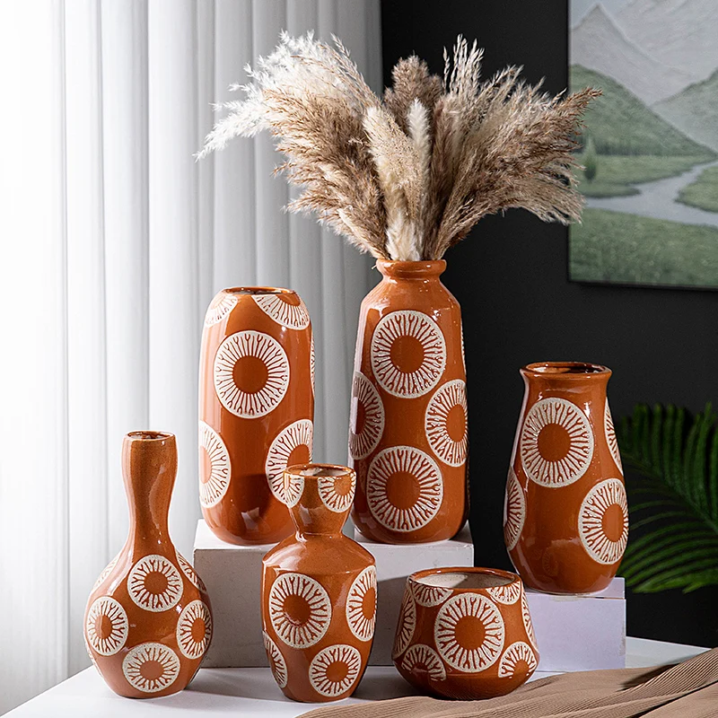 Popular Nordic Decorative Floreros  Pottery Ceramic Vase Donuts Minimal Flower Porcelain Ceramic Vases for Home Decor