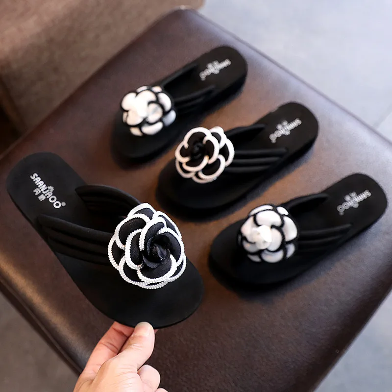Summer outdoor non-slip slippers for girls, flower fashion flip-flops kids slippers children shoes