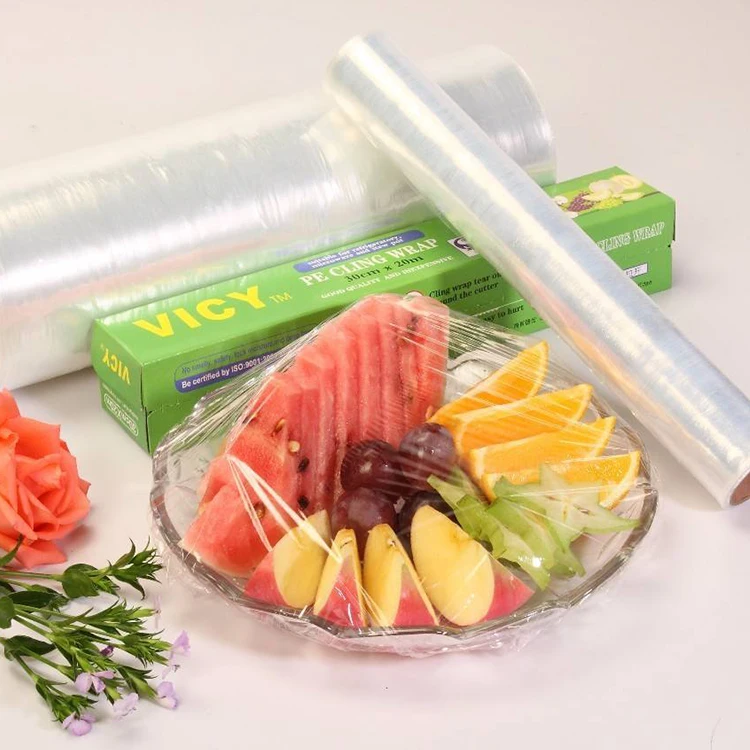 Transparent disposable food grade surface protection sticky plastic wrap sun wrap cling film