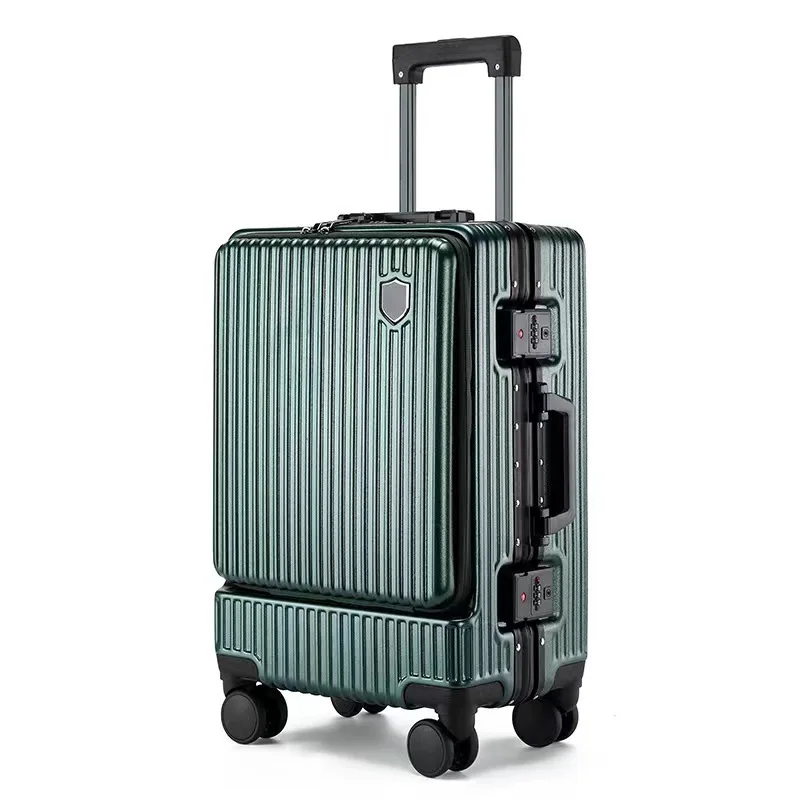 Carry On Luggage with USB Charging Hard side Suitcase with Front Pocketlaptop cabin Spinner Luggages aluminum silent wheel