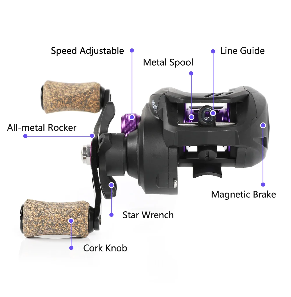 Factory Price 6.5: 1 Gear Ratio 7kg Drag Power Magnetic Brake Fishing Wheel Left & Right Hand Casting Baitcasting Fishing Reel