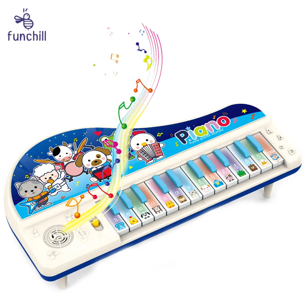 Kindergarten Toys Enlightenment 14 Piano keys Animal Sound Baby Piano Toy Musical Instruments with Letter