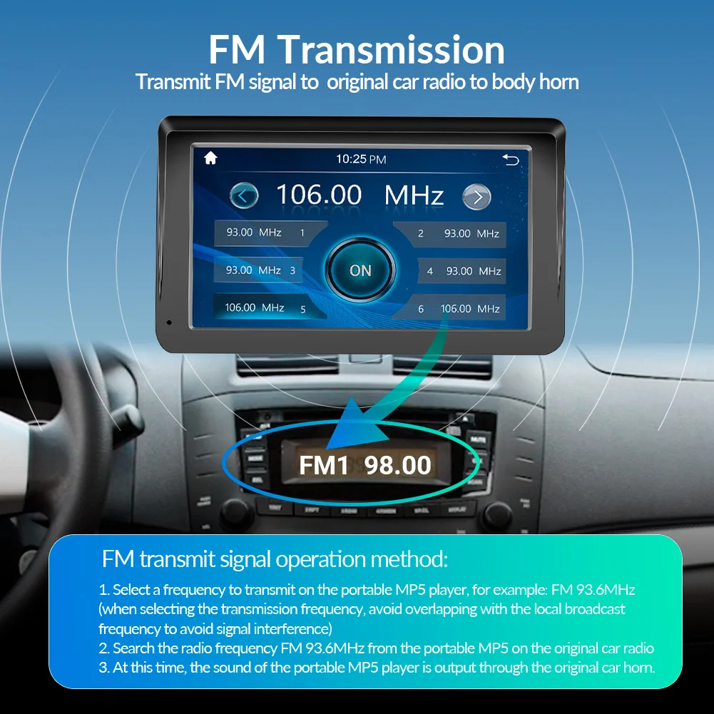 7inch Car Screen With Dash Cam Portable CarPlay Android Auto Monitor Dual DVR 1080P Rear Camera For All Car CarPlay