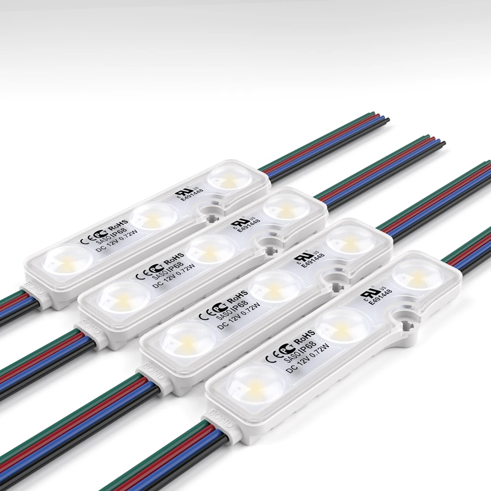 12V 5050 RGB led module with lens red green blue IP67 high brightness led injection modules