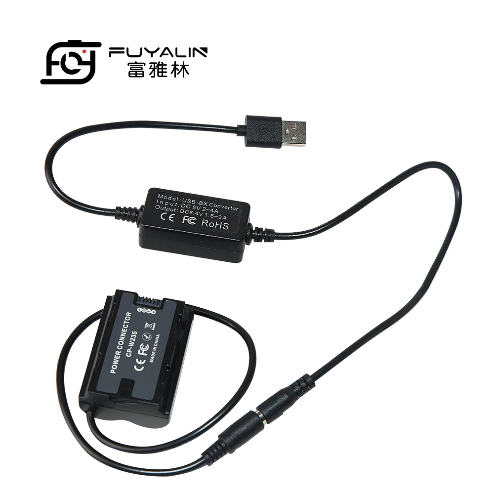 CP-W235 Dummy Battery + USB Adapter Charging Cable for Fuji Fujifilm X-T4 XT4 Camera Power Bank as NP-W235 W235