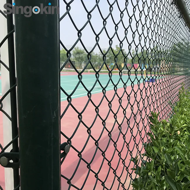 commercial diamond hole pvc plastic coated dark green cyclone chain link mesh fence net fencing roll for sale