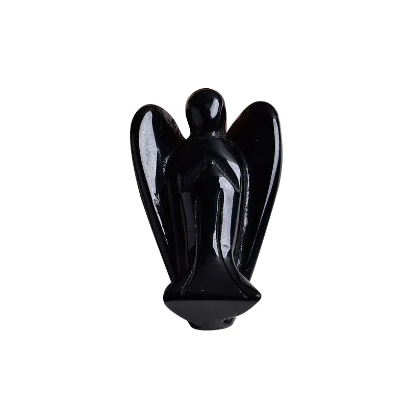 Wholesale high quality natural crystal angel gemstone carved obsidian angel 2 inch home decoration crystal craft classicornament