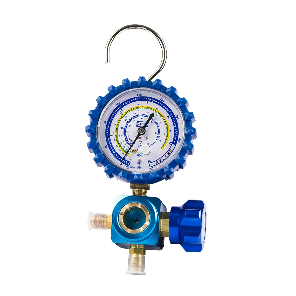 Низкотемпературный манометр R22/R134/R404/R410 с одним клапаном и смотровым