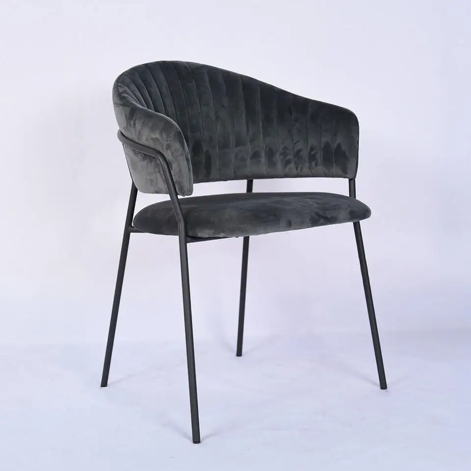 Современный бархатный тканевый стул для ресторана кухни комнаты, мягкие стулья с металлическими ножками