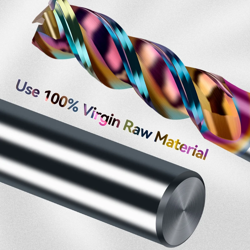 Colorful Coated 3 Flute Cnc Milling Tools Aluminum Copper Wood Cutter End Mill Tungsten Steel Carbide End Milling Cutter