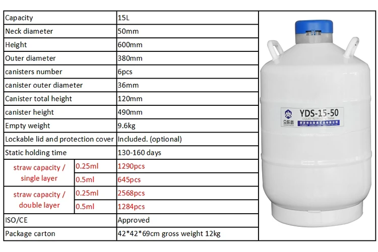 Dewar Vessel YDS-15-50  Liquid Nitrogen Container Cryogenic Storage Tank