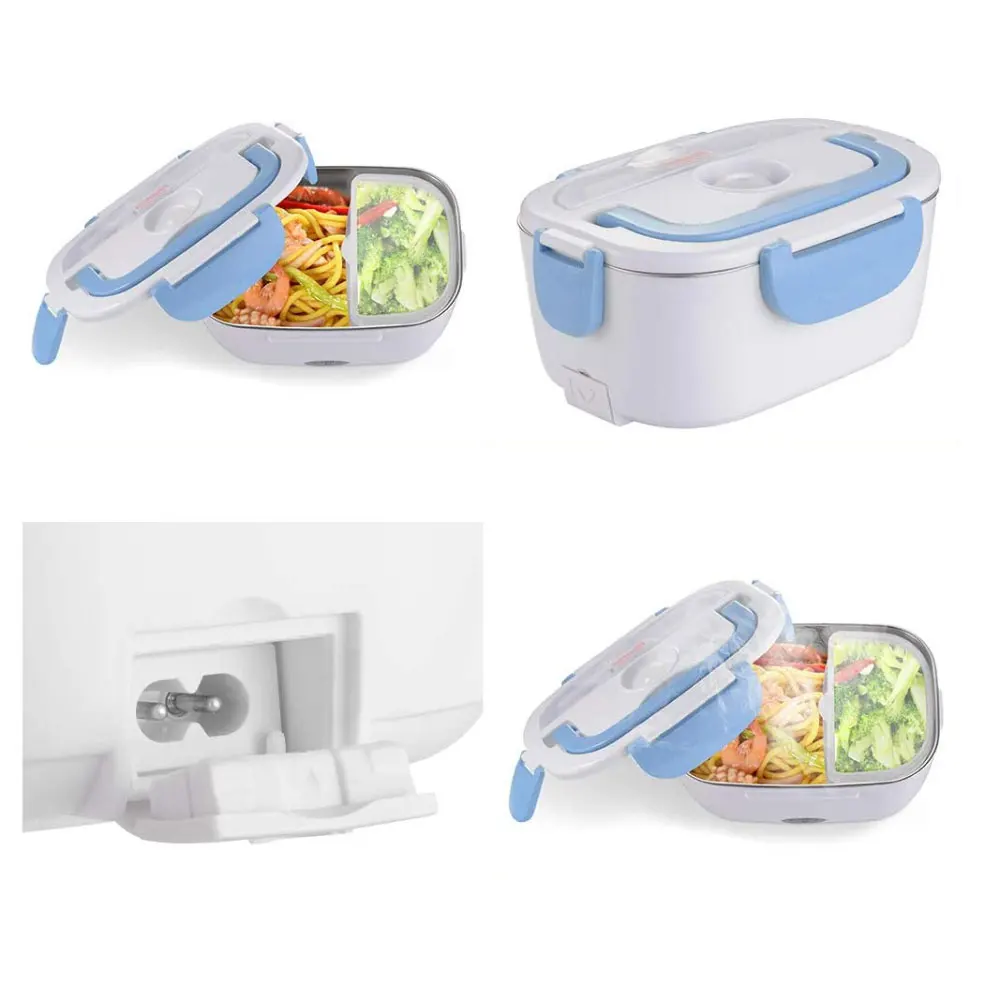 Electric Lunch Box 2 in 1 Portable Food Warmer for Car, Home and Work  Removable Stainless Steel Heater Container