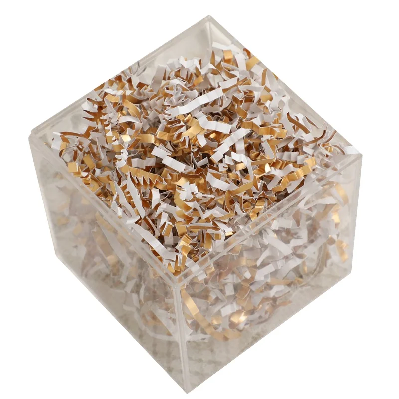 Diy Lafite Paper Grass Colorful Decorative Crinkle Cut Shredded Paper Gold Sliver Packing For Gift Package Box Filling