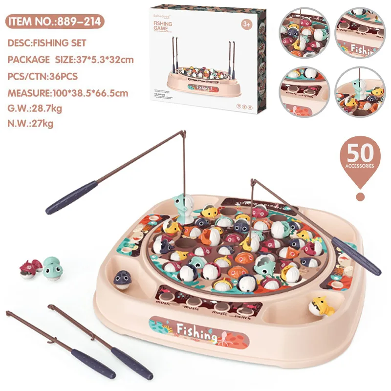 Unisex Electric Simulated Baby Fishing Toy with Rotating Music & Lighting for Parent-Child Interaction Made of Durable Plastic