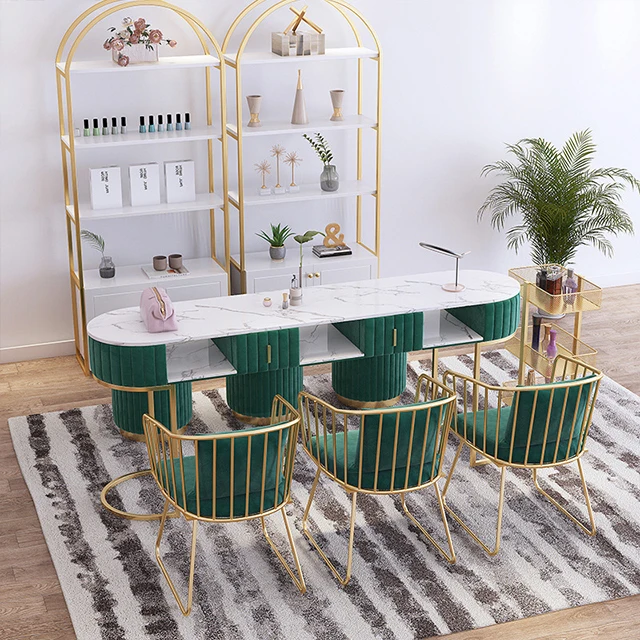 New Glass Dust Vacuum Antique Pick Gray White Gold Melamine Mdf Manicure Table