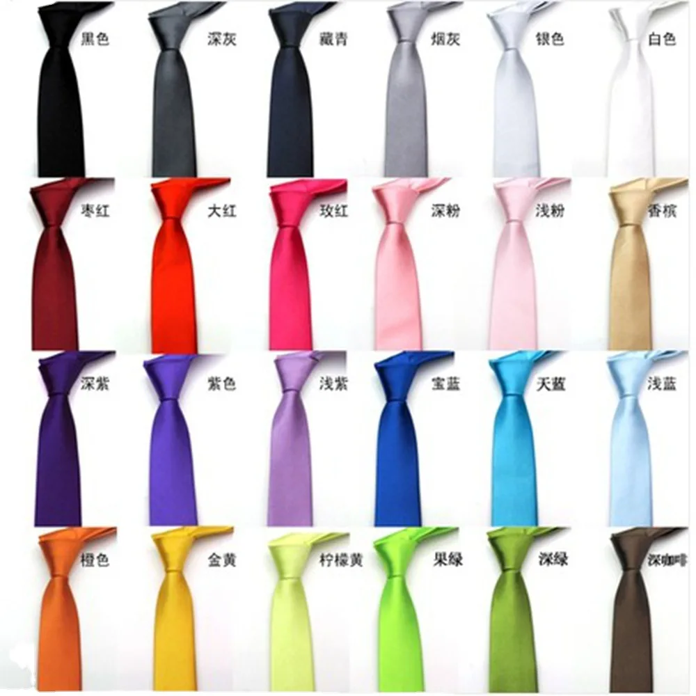 Wholesale 24 Color 5CM Slim tie Solid Color Sage Green Polyester Narrow Skinny Neckties For Man